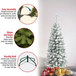 New 4.5 ft. Acacia Pencil Slim Flocked Tree Pencil Slim|Unlit
