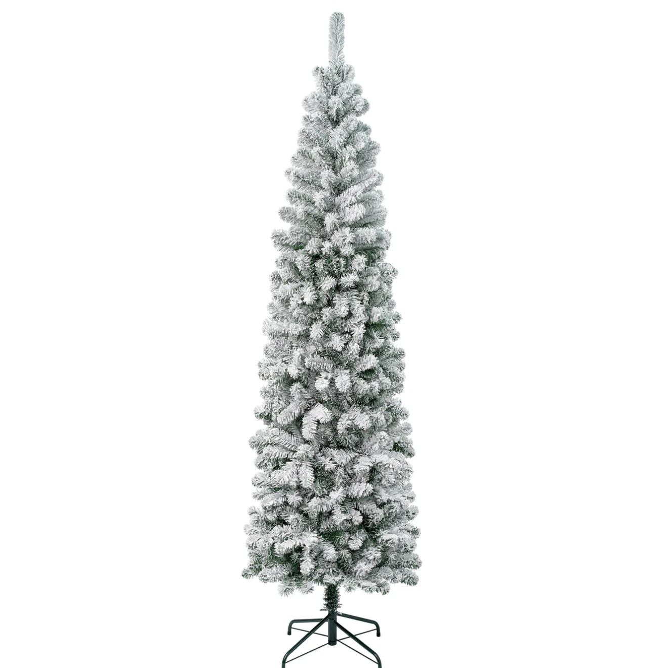Hot 7.5 ft. Acacia Pencil Slim Flocked Tree Pencil Slim|Unlit