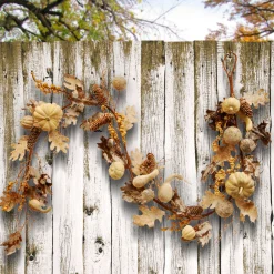 Hot 6 ft. Fall Garland with Pumpkins, Gourds, Maple Leaves, Pinecones, Berry Clusters Garlands
