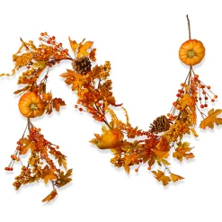 Best 6 ft. Fall Garland with Pumpkins, Pinecones, Berry Clusters, Maple Leaves Garlands