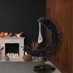 Best 6 ft. Halloween Pre-Lit Moon Shaped Tree Decoration with LED Lights Indoor Decorations