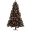 Discount 7.5 ft. Halloween Pre-Lit North Valley Spruce Full Black Tree with White Lights Trees