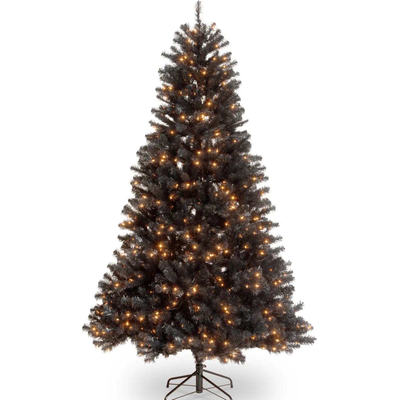 Hot 6. ft. Halloween Pre-Lit North Valley Spruce Full Black Tree with White Lights Trees