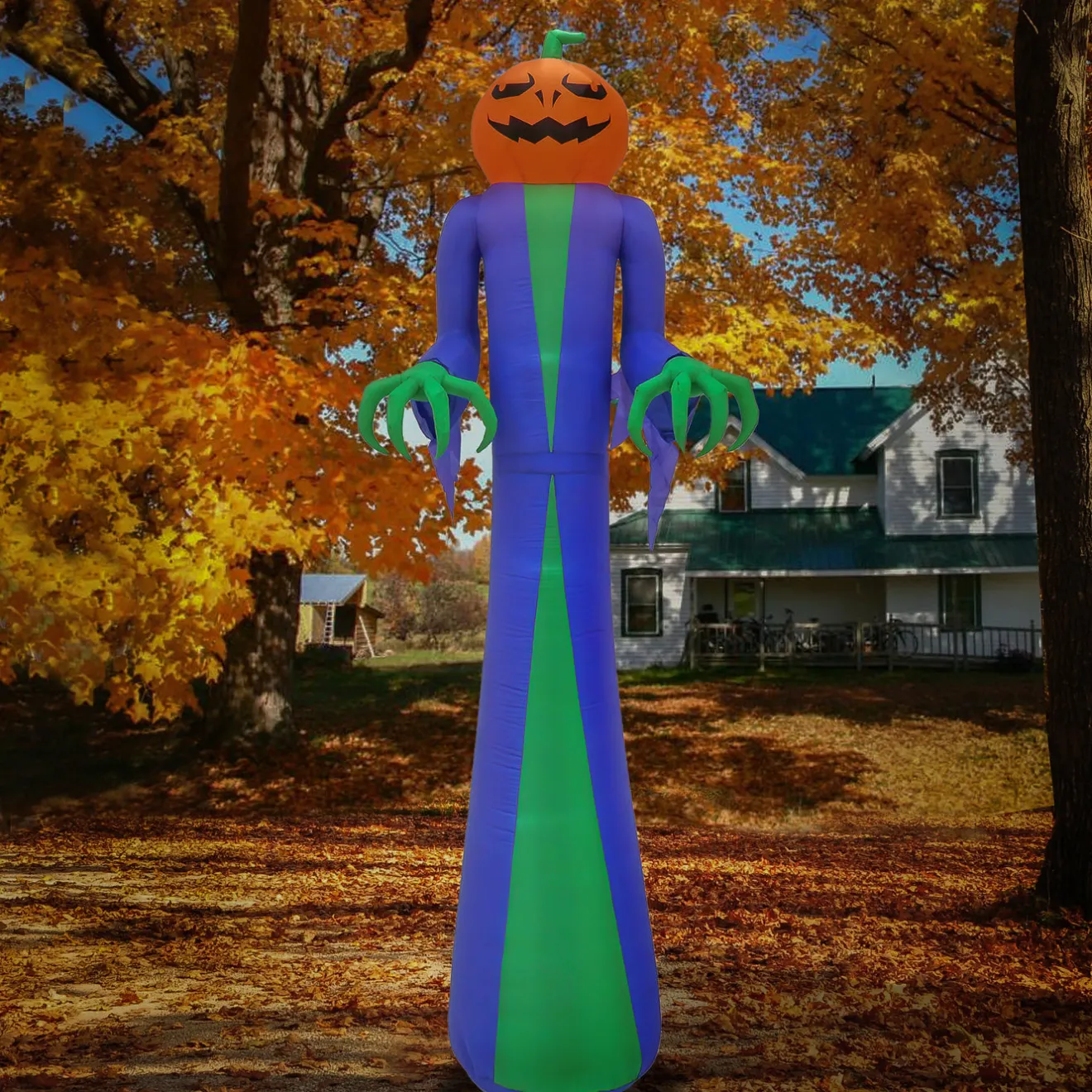 12 ft. Halloween Pumpkin Ghost Inflatable Decoration with LED lights Inflatable Decorations