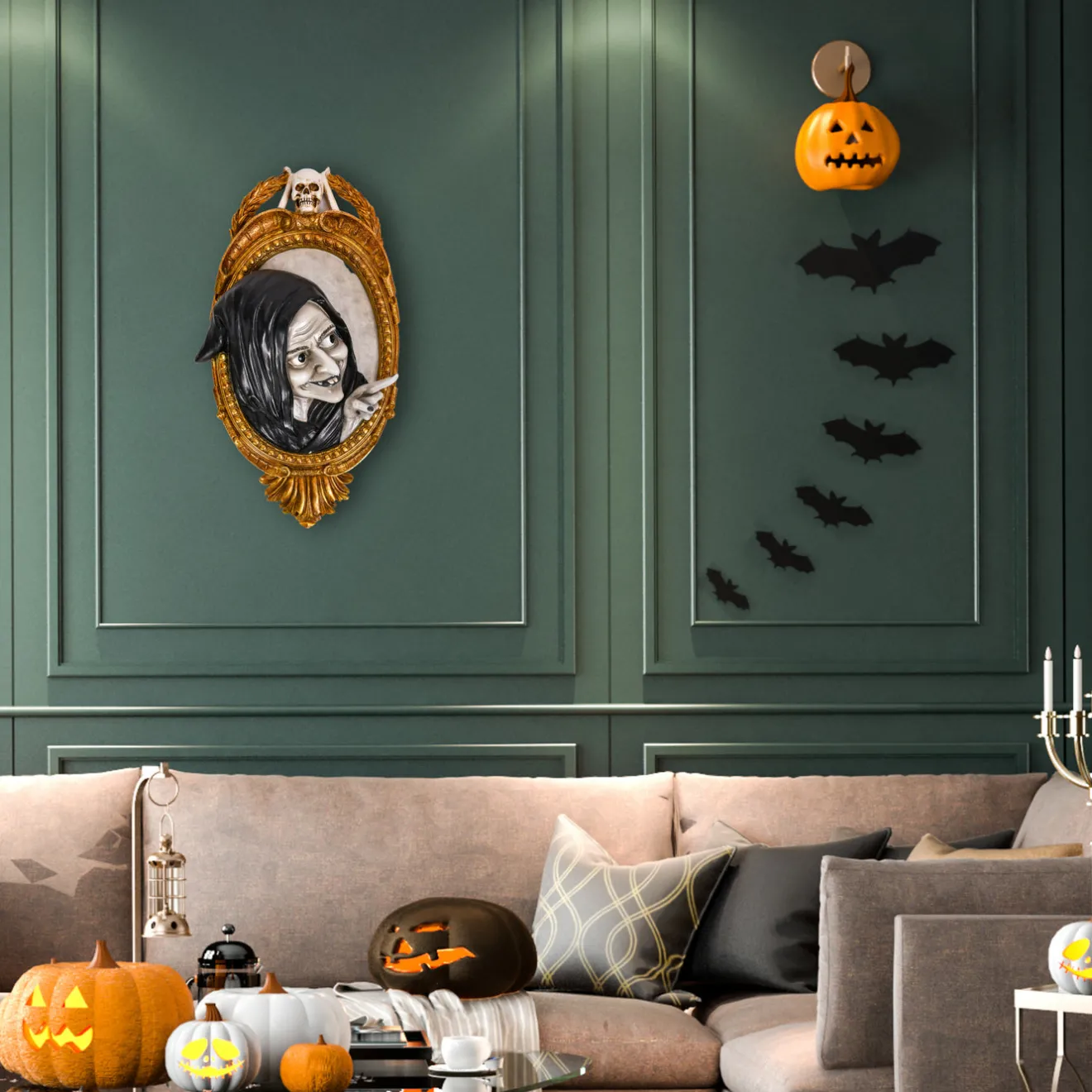 Sale 2 ft. Halloween Witch in Mirror Wall Hanging Decoration Indoor Decorations