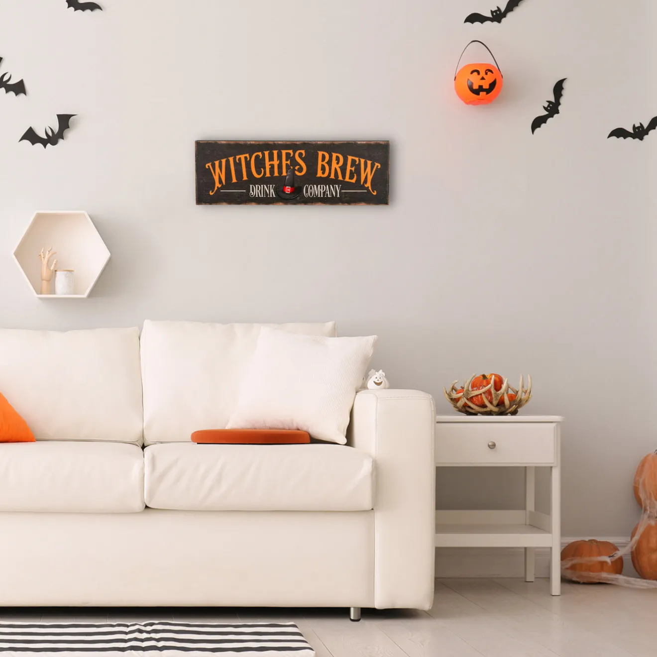 Outlet 2 ft. Halloween Witches Brew Drink Company Hanging Wall Decoration Sign Decorations