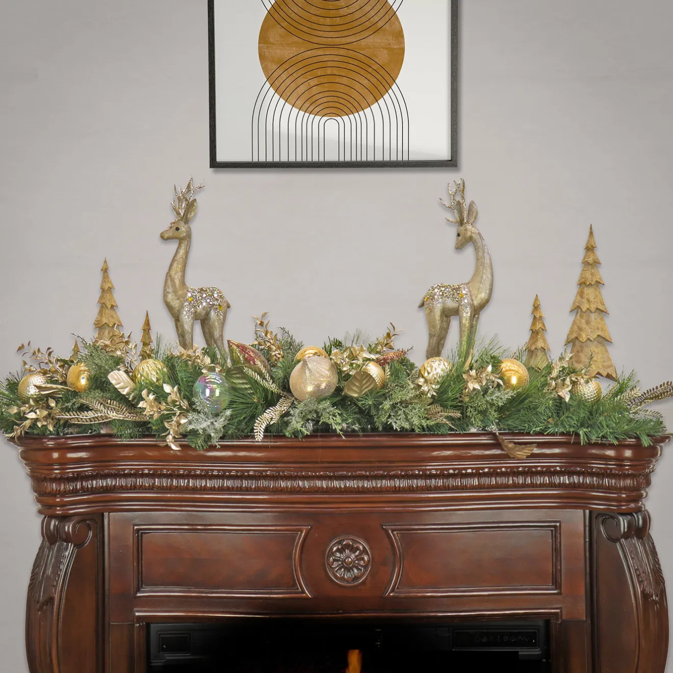 New 6 ft. HGTV Home Collection Champagne Wishes Mantle Swag Swags
