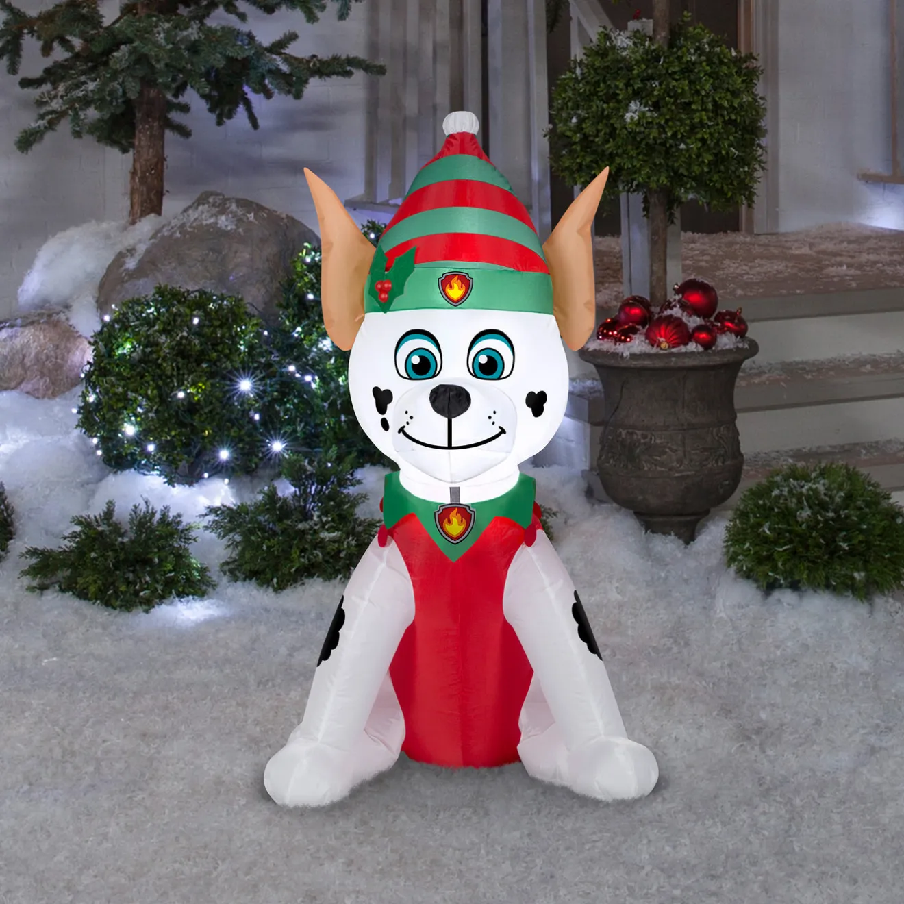 Hot 3.5 ft. Inflatable Elf Paw Patrol Marshall Dalmatian with LED Lights Inflatable Decorations