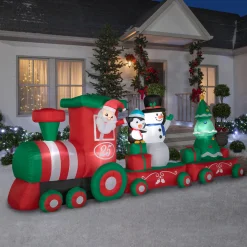 16 ft. Inflatable Holiday Train with LED Lights Inflatable Decorations