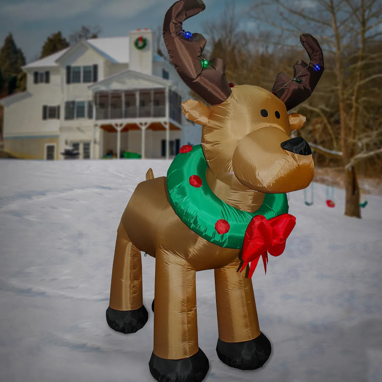Hot 8 ft. Inflatable Reindeer with LED Lights Inflatable Decorations