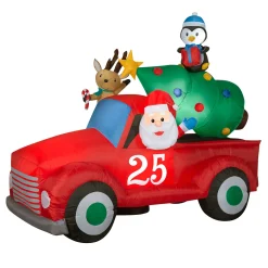 New 8 ft. Inflatable Santa in Vintage Pickup Truck with LED Lights Inflatable Decorations