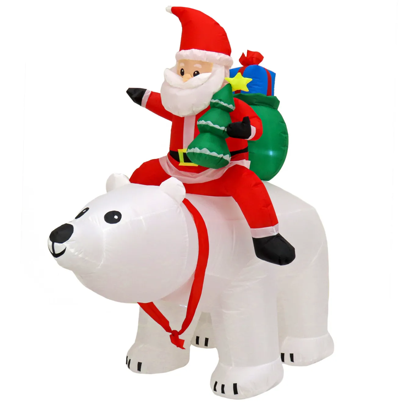 6 ft. Inflatable Santa Riding Polar Bear Inflatable Decorations