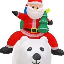 6 ft. Inflatable Santa Riding Polar Bear Inflatable Decorations