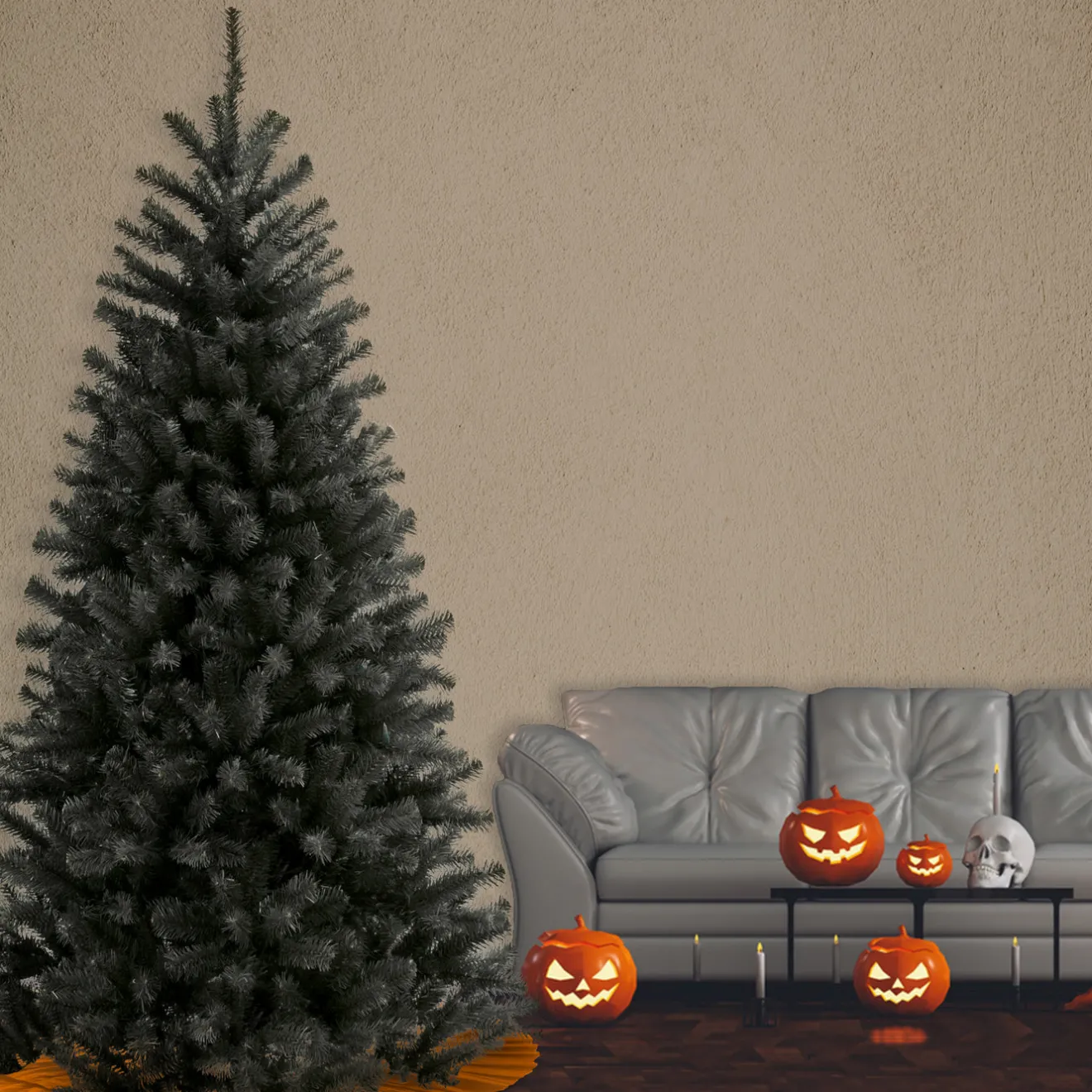 6.5 ft. North Valley Spruce Black Tree Full|Unlit