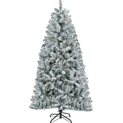 New 6 ft. Pre-Lit Acacia Flocked Tree with Clear Lights Pre-Lit|Full