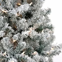 New 6 ft. Pre-Lit Acacia Flocked Tree with Clear Lights Pre-Lit|Full