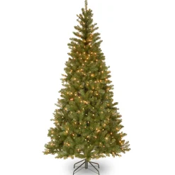 Clearance 7.5 ft. Pre-Lit Aspen Spruce Slim Tree with Clear Lights Slim|Pre-Lit
