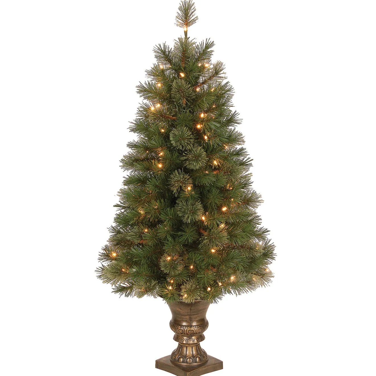 Discount 4 ft. Pre-Lit Atlanta Spruce Tree with Clear Lights Entrance|Pre-Lit