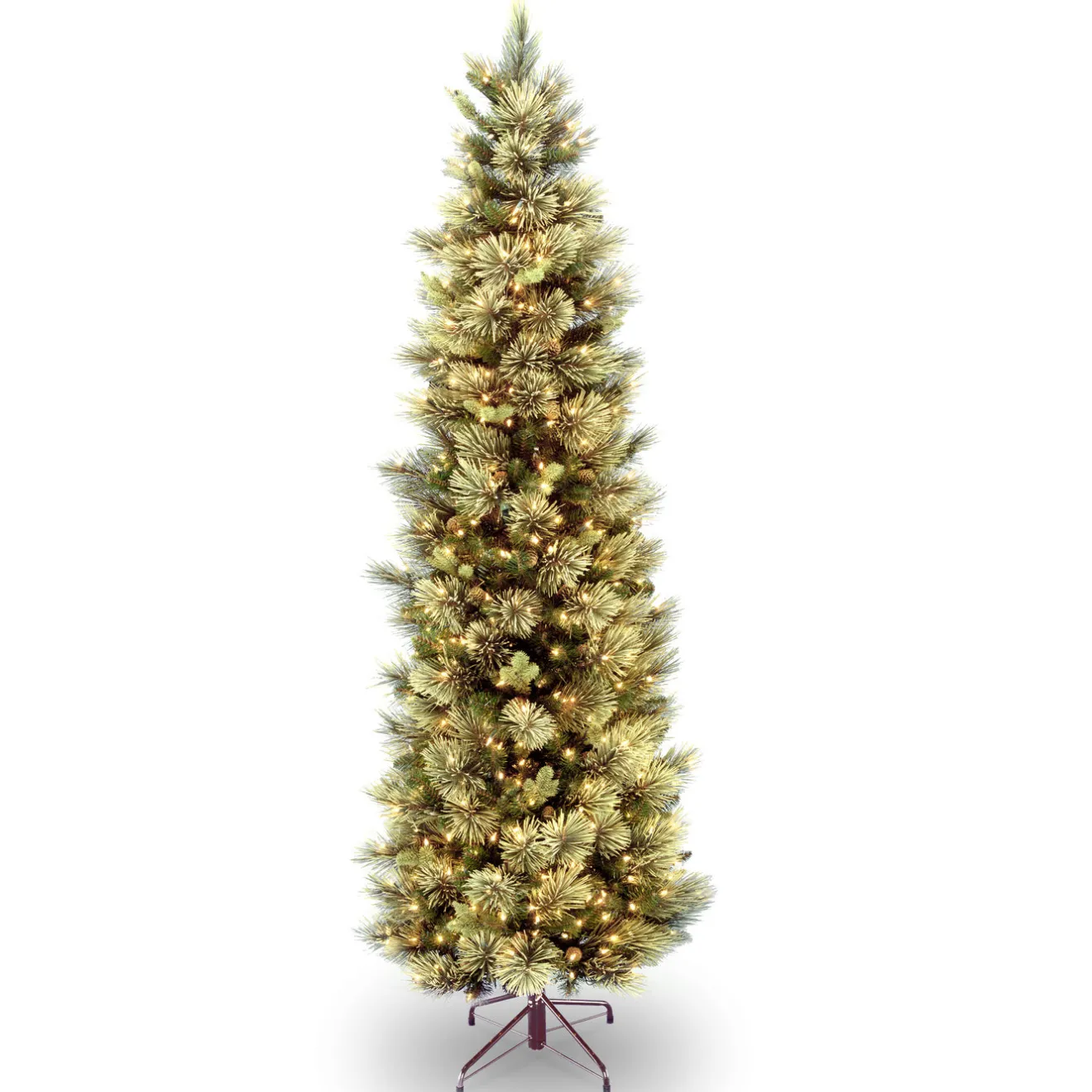 Hot 9 ft. Pre-Lit Carolina Pine Slim Tree with Clear Lights Pencil Slim|Pre-Lit