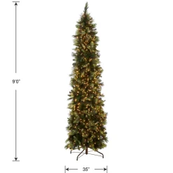 Hot 9 ft. Pre-Lit Carolina Pine Slim Tree with Clear Lights Pencil Slim|Pre-Lit