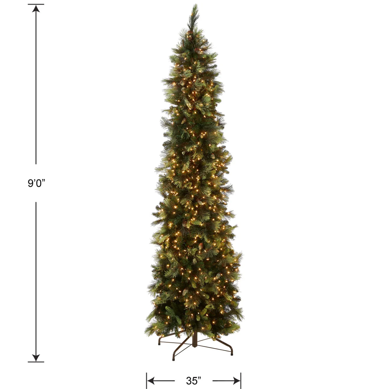 Hot 9 ft. Pre-Lit Carolina Pine Slim Tree with Clear Lights Pencil Slim|Pre-Lit
