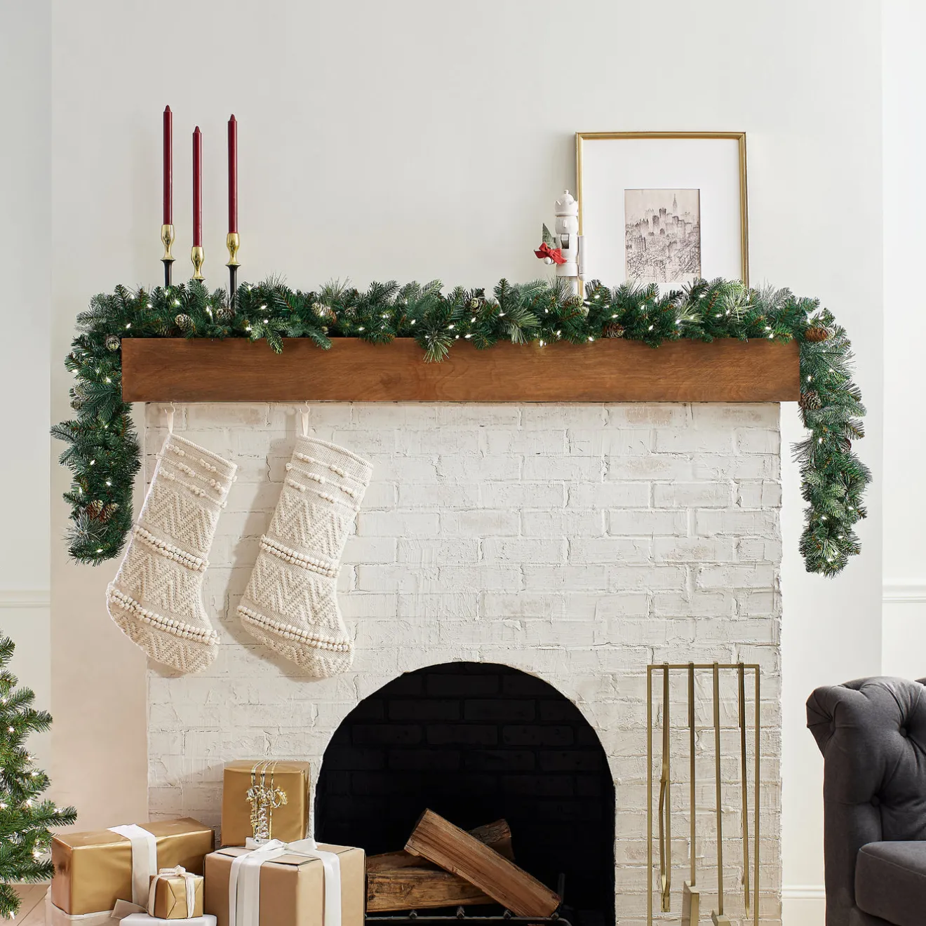 Best 9 ft. Pre-Lit Carolina Pine Garland with LED Lights Pre-Lit Christmas Garlands|7-10 Feet Christmas Garlands