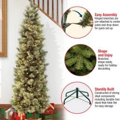 Best 6.5 ft. Pre-Lit Carolina Pine Slim Tree with Clear Lights Slim|Pre-Lit
