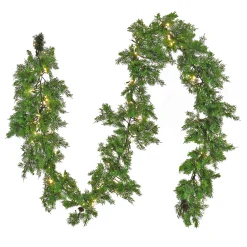 Sale 9 ft. Pre-Lit Cedar Garland with Warm White LED Lights Pre-Lit Christmas Garlands|7-10 Feet Christmas Garlands