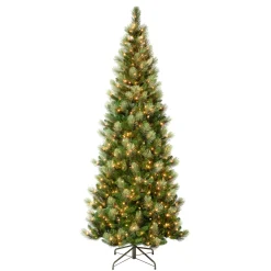 Clearance 9 ft. Pre-Lit Charleston Pine Slim Tree with Clear Lights Slim|Pre-Lit