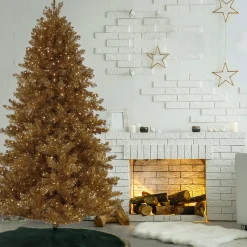 Best 7.5 ft. Pre-Lit Christmas True Gold Metallic Tree Pre-Lit|Full