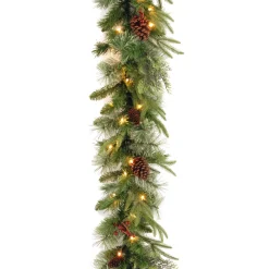 Outlet 9 ft. Pre-Lit Colonial Fir Garland with Dual Color LED Lights Pre-Lit Christmas Garlands|7-10 Feet Christmas Garlands