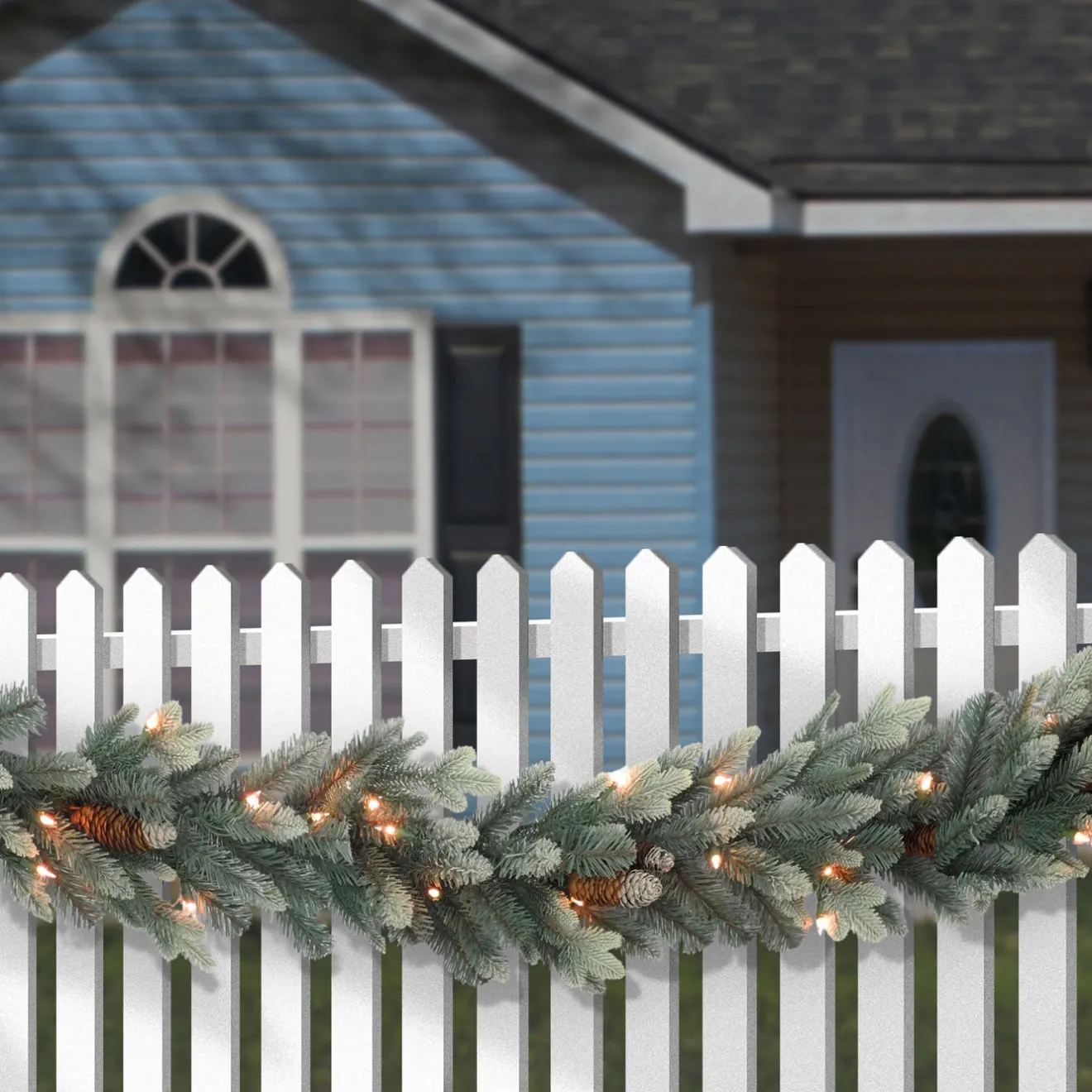 Discount 9 ft. Pre-Lit Copenhagen Spruce Garland with Clear Lights, Plug-In Pre-Lit Christmas Garlands|7-10 Feet Christmas Garlands