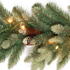 Discount 9 ft. Pre-Lit Copenhagen Spruce Garland with Clear Lights, Plug-In Pre-Lit Christmas Garlands|7-10 Feet Christmas Garlands