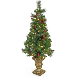 4 ft. Pre-Lit Crestwood Spruce Tree with Warm White LED Lights Slim|Pre-Lit