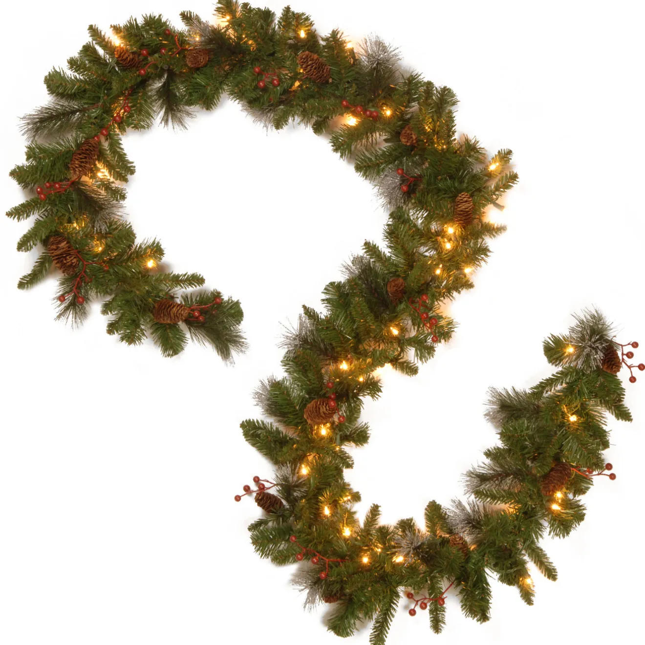 Hot 9 ft. Pre-Lit Crestwood Spruce Garland with LED Lights Pre-Lit Christmas Garlands|7-10 Feet Christmas Garlands