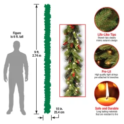 Hot 9 ft. Pre-Lit Crestwood Spruce Garland with LED Lights Pre-Lit Christmas Garlands|7-10 Feet Christmas Garlands