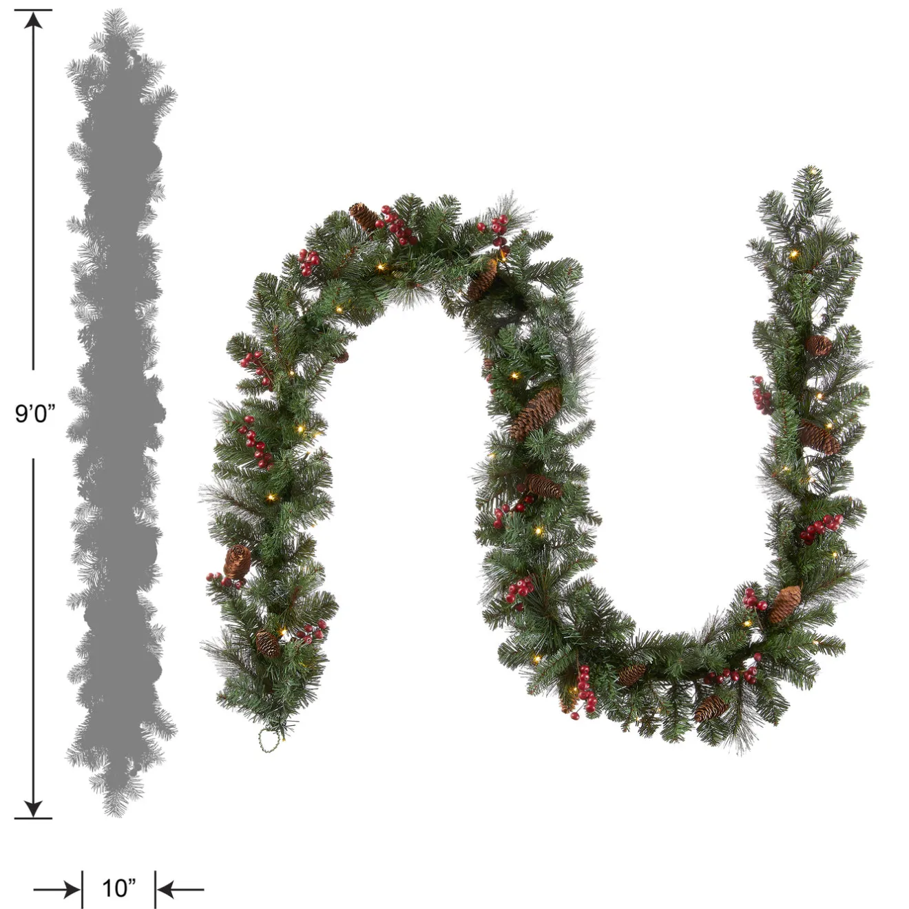 Hot 9 ft. Pre-Lit Crestwood Spruce Garland with LED Lights Pre-Lit Christmas Garlands|7-10 Feet Christmas Garlands