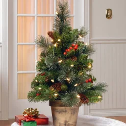 Discount 2 ft. Pre-Lit Crestwood Spruce Tree with Clear Lights Tabletop|Pre-Lit