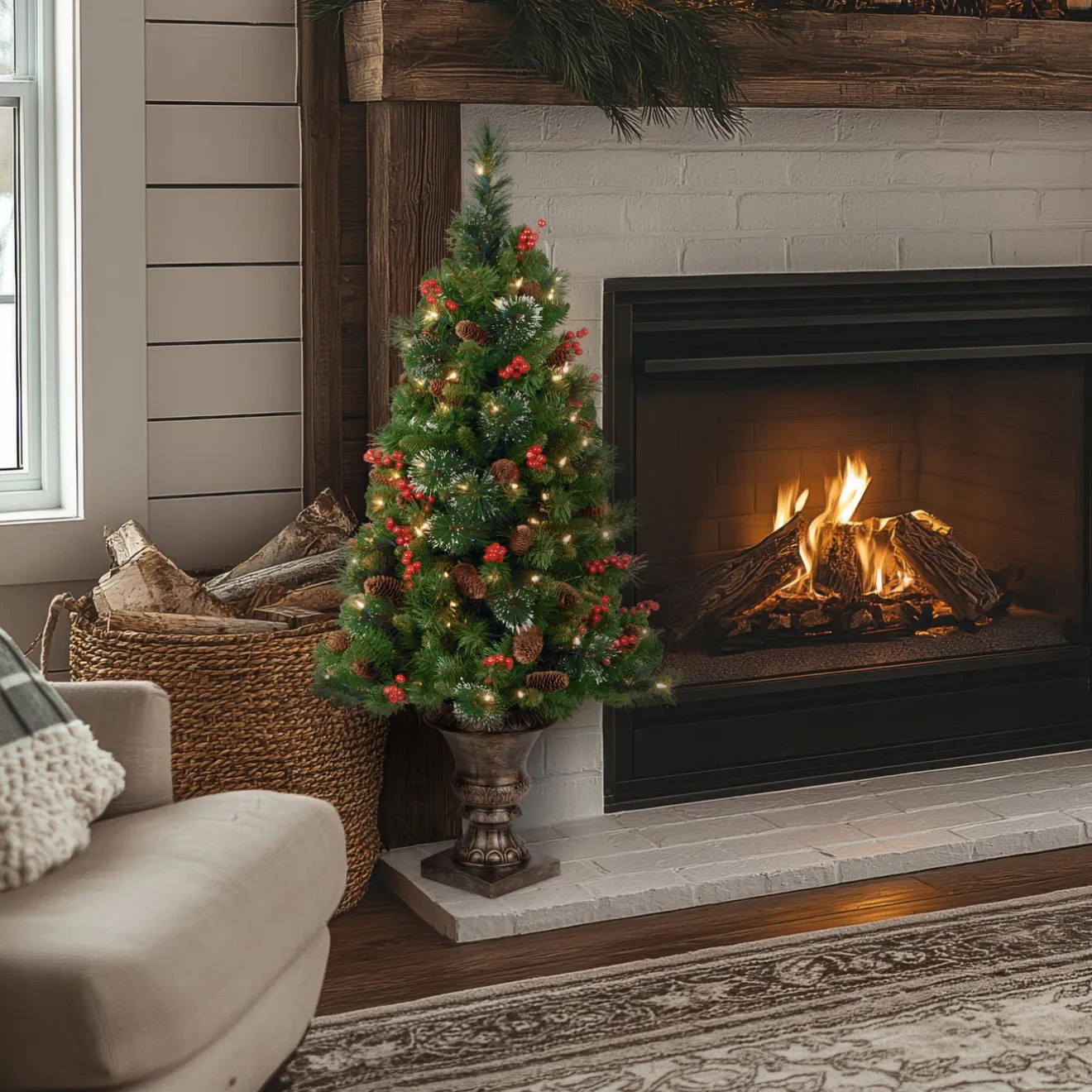 Clearance 4 ft. Pre-Lit Crestwood Spruce Tree with Clear Lights Entrance|Pre-Lit