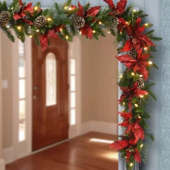 Discount 9 ft. Pre-Lit Decorative Collection Garland with Clear Lights Pre-Lit Christmas Garlands|7-10 Feet Christmas Garlands