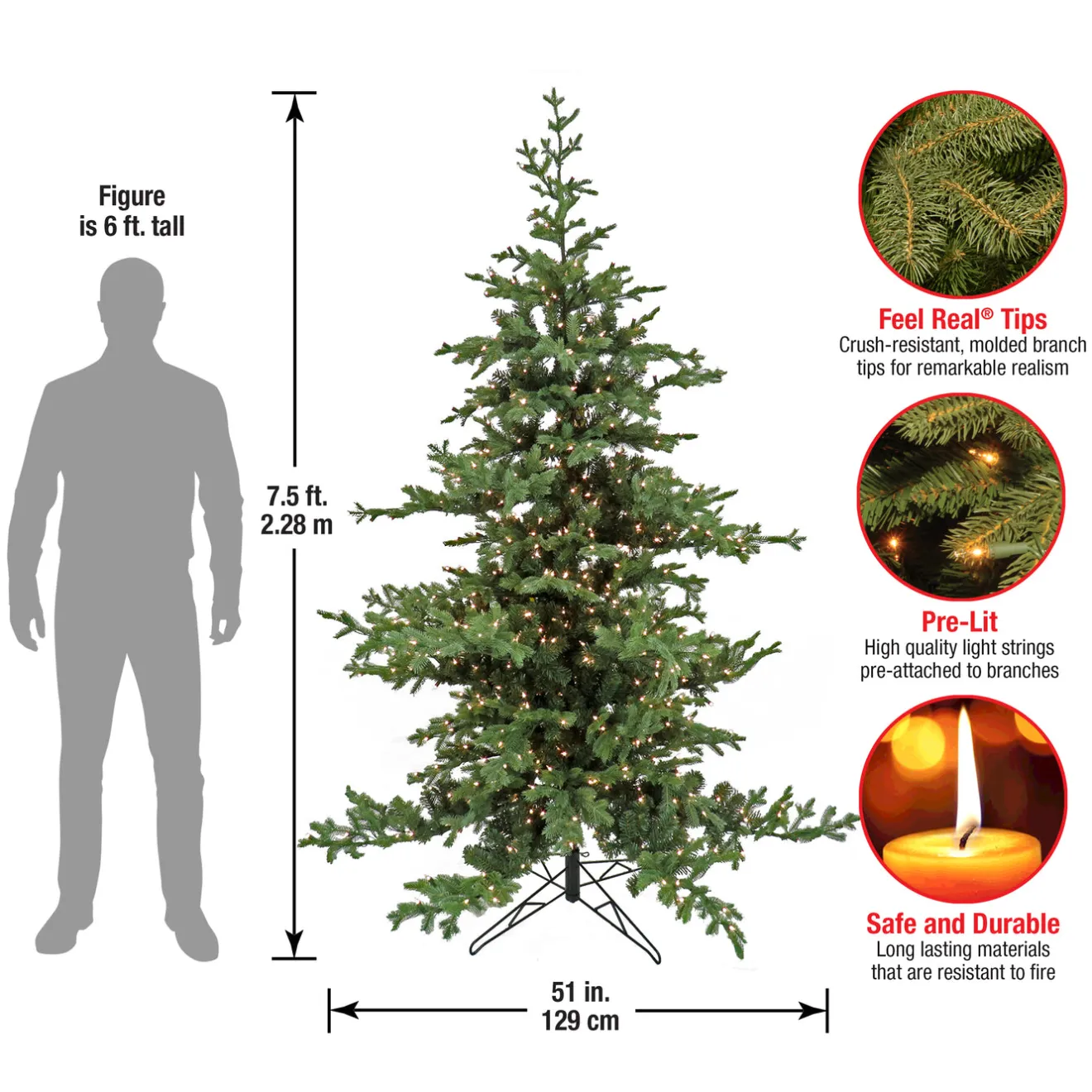 Outlet 7.5 ft. Pre-Lit Decorator Tree Full|Pre-Lit