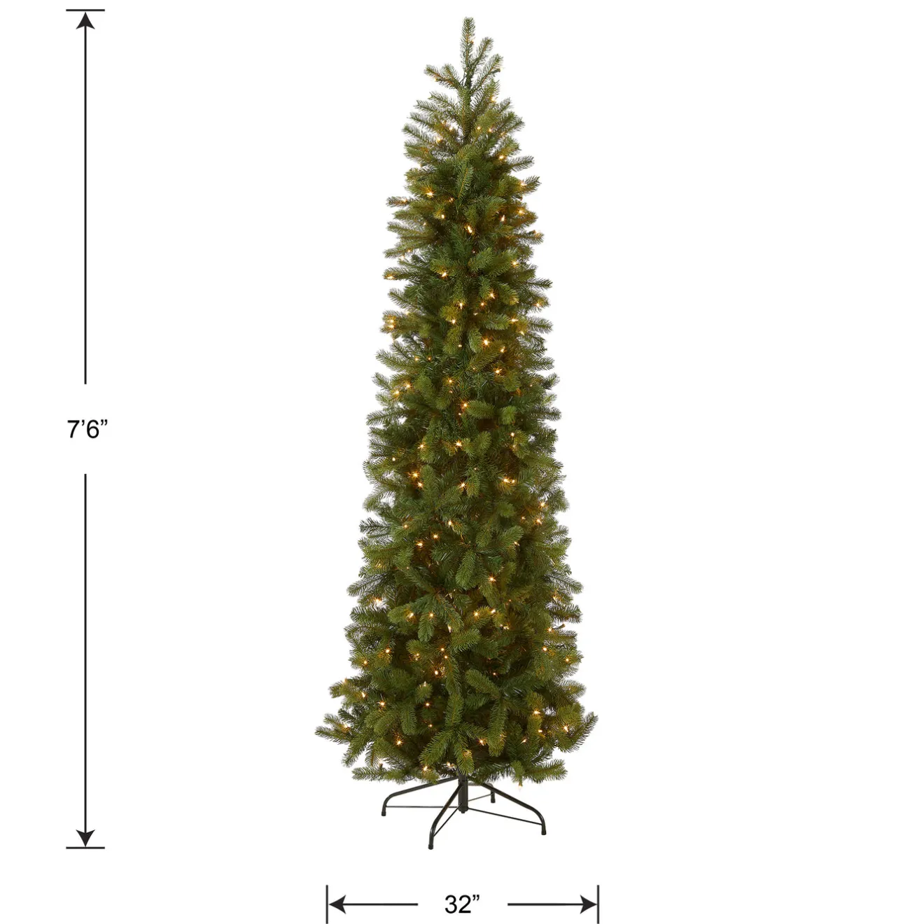 Best 7.5 ft. Pre-Lit Downswept Douglas Fir Pencil Slim Tree with Clear Lights Pre-Lit|7 To 7.5 Feet