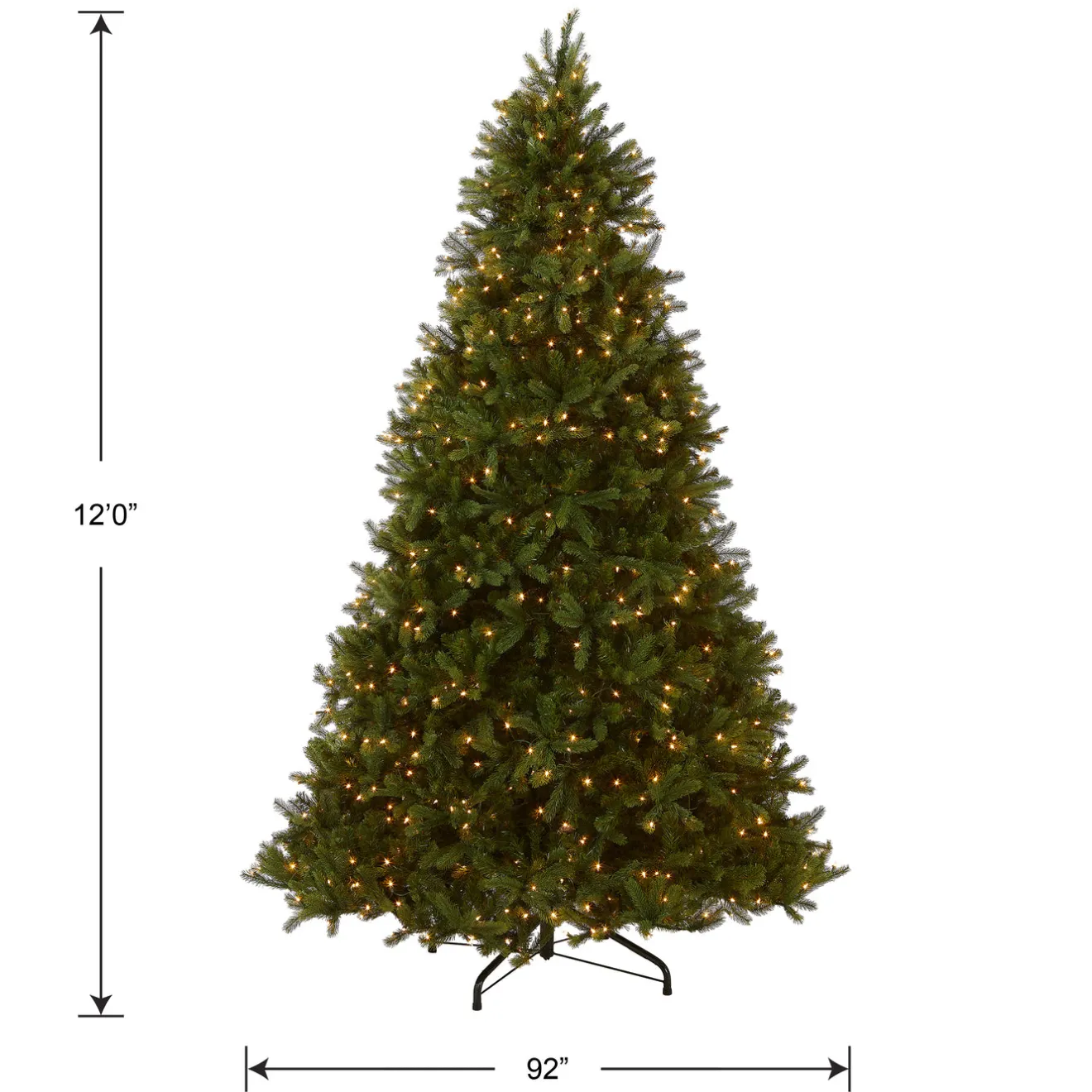 New 12 ft. Pre-Lit Downswept Douglas Fir Tree with Clear Lights Full|Pre-Lit