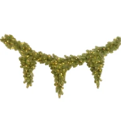Online 6 ft. Pre-Lit Downswept Douglas Fir Teardrop Garland with White Lights Teardrops