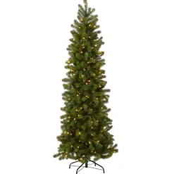 New 6.5 ft. Pre-Lit Downswept Douglas Fir Pencil Slim Tree with Dual Color LED Lights Pencil Slim|Pre-Lit
