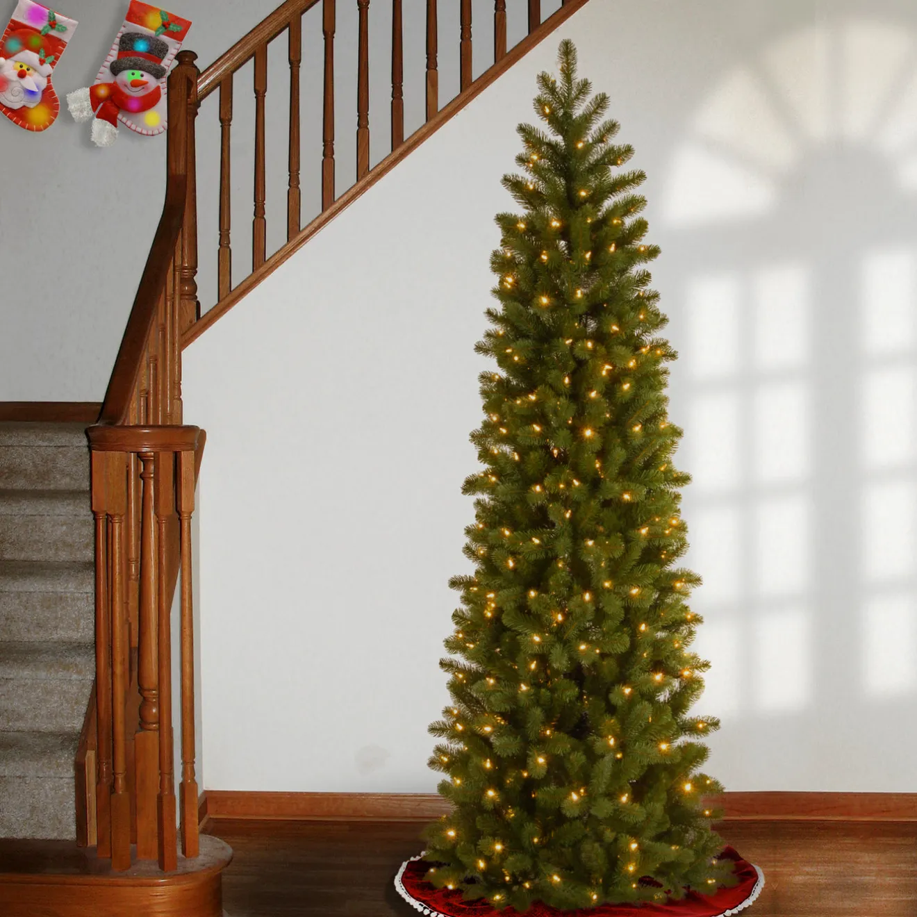 New 6.5 ft. Pre-Lit Downswept Douglas Fir Pencil Slim Tree with Dual Color LED Lights Pencil Slim|Pre-Lit