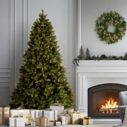 Outlet 6.5 ft. Pre-Lit Downswept Douglas Fir Tree with Dual Color LED Lights Full|Pre-Lit