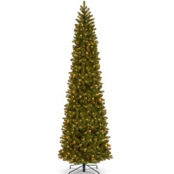 New 12 ft. Pre-Lit Downswept Douglas Fir Pencil Slim Tree with Dual Color LED Lights Pencil Slim|Pre-Lit