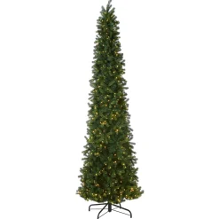 New 12 ft. Pre-Lit Downswept Douglas Fir Pencil Slim Tree with Dual Color LED Lights Pencil Slim|Pre-Lit