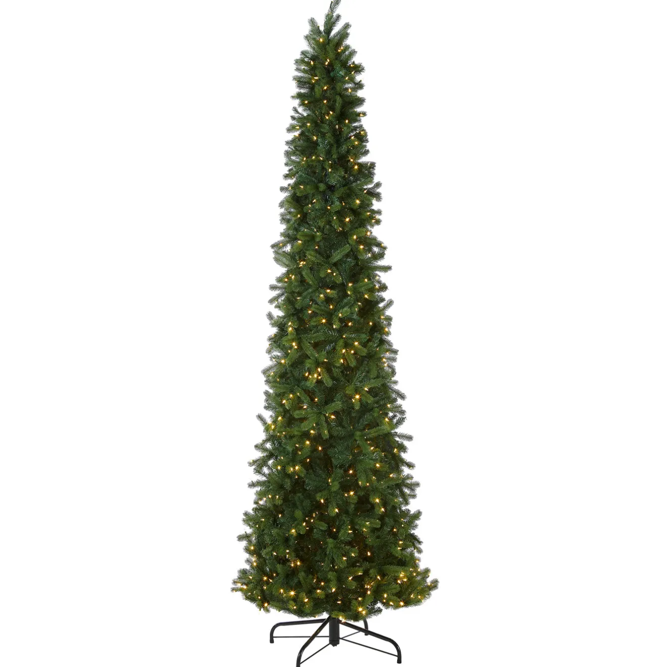 New 12 ft. Pre-Lit Downswept Douglas Fir Pencil Slim Tree with Dual Color LED Lights Pencil Slim|Pre-Lit